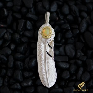 【新品】SV Arabesque Heart SV Feather XL Size With K18 Rope Opal Left / La Key ラキー 上銀金縄opal唐草ハート付き特大フェザー(左)