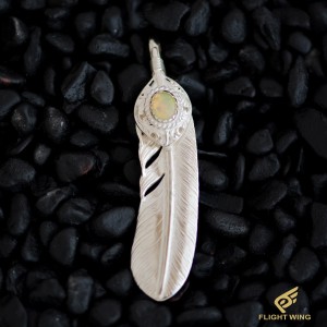 【新品】SV Arabesque Heart SV Feather XL Size With SV Rope Opal Right / La Key ラキー 上銀銀縄Opal唐草ハート付き特大フェザー(右)