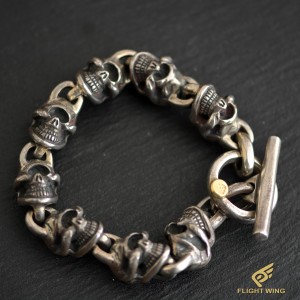 【新品】※一点のみ特別価格 8 Skull Link Bracelet and K18 Metal / Stop Light ストップライト 8スカルリンクブレス